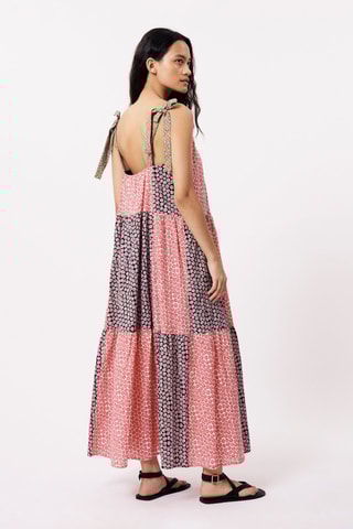 Robe longue Aylin - Noir et rouge