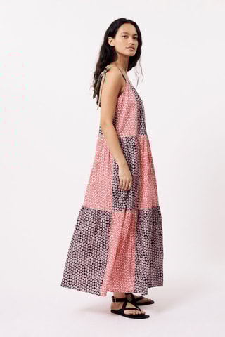 Robe longue Aylin - Noir et rouge