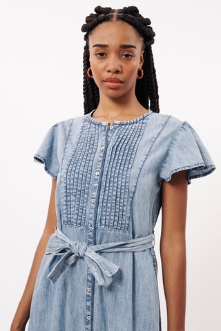 Robe chemise en jean Nolene - Ciel
