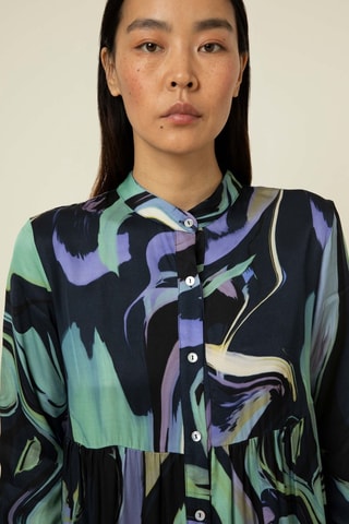 Robe chemise Kym - Bleu marine et violet