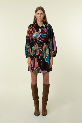 Robe chemise Razika - Violet et marron foncé