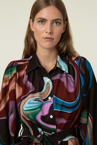 Robe chemise Razika - Violet et marron foncé