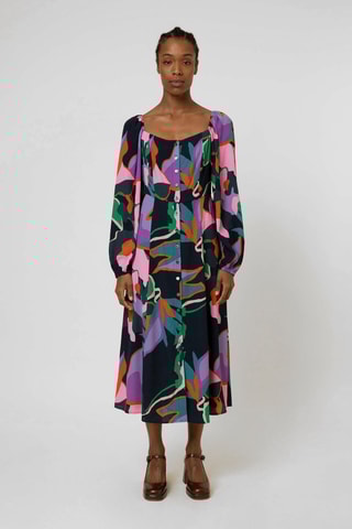 Robe chemise Jenine - Noir et violet