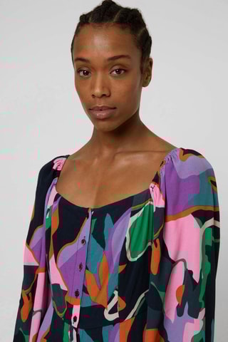 Robe chemise Jenine - Noir et violet