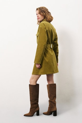 Robe chemise en velours Cloelia - Vert olive