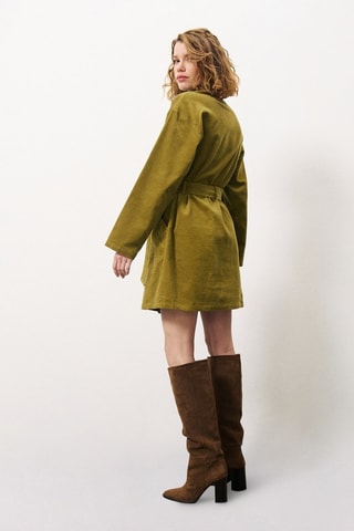 Robe chemise en velours Cloelia - Vert olive