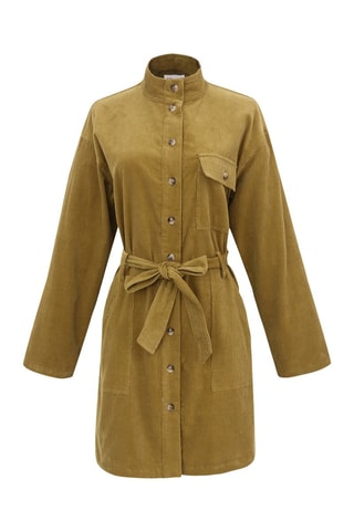 Robe chemise en velours Cloelia - Vert olive