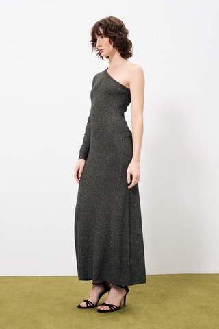 Robe asymétrique Adnise - Noir et argenté