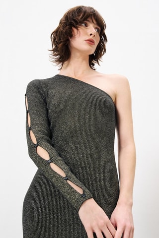 Robe asymétrique Adnise - Noir et argenté