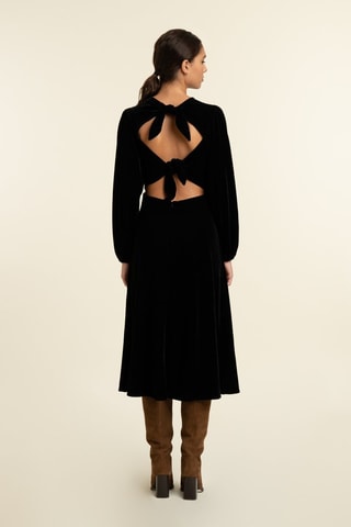 Robe midi en velours Galane - Noir