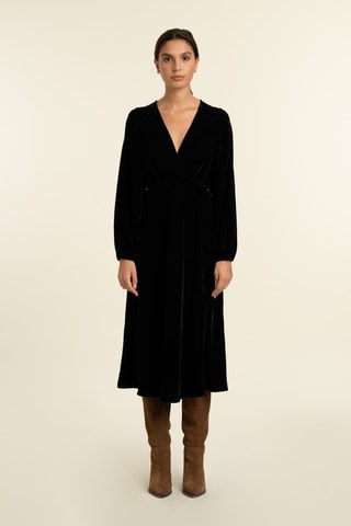 Robe midi en velours Galane - Noir