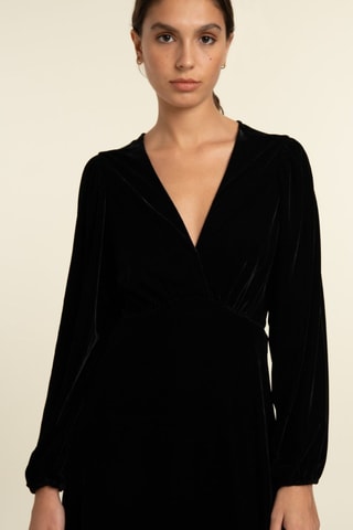 Robe midi en velours Galane - Noir