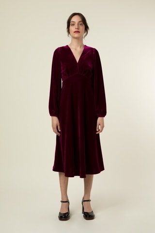 Robe midi en velours Galane - Bordeaux