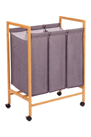 Carrello portabiancheria in bambù con ruote Maya - 90 l