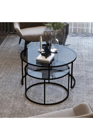 2 tables gigognes en verre - 42 x 37 / 60 x 43 cm