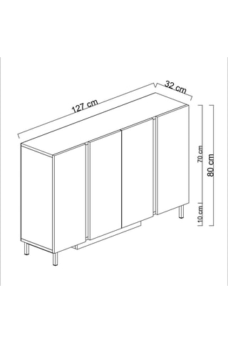 Console 4 portes Paris - 127 x 80 x 32 cm