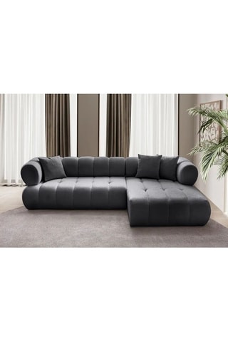 Canapé d'angle droit en charme Petra - Gris foncé - 3 places