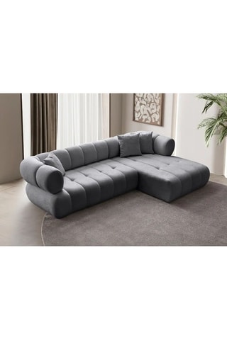 Canapé d'angle droit en charme Petra - Gris foncé - 3 places