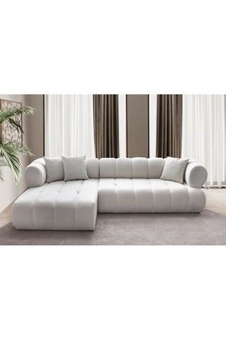 Canapé d'angle gauche en charme Petra - Blanc - 3 places