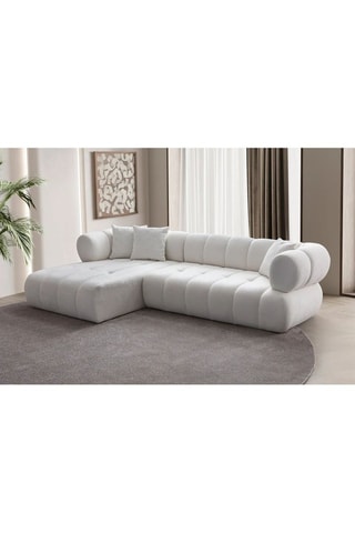 Canapé d'angle gauche en charme Petra - Blanc - 3 places