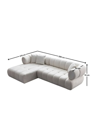 Canapé d'angle gauche en charme Petra - Blanc - 3 places