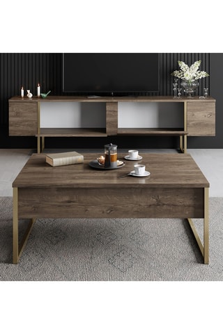 Meuble TV 2 portes et table basse - 180 x 50 x 30 cm