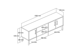 Meuble TV 3 portes - 150 x 52 x 34 cm