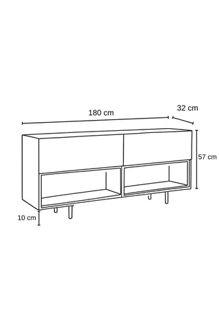 Meuble TV 2 abattants - 180 x 32 x 57 cm