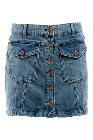 Jupe droite en jean taille haute - Bleu