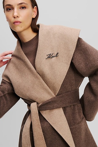 Manteau réversible en laine - Marron et beige