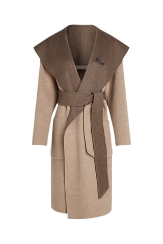 Manteau réversible en laine - Marron et beige