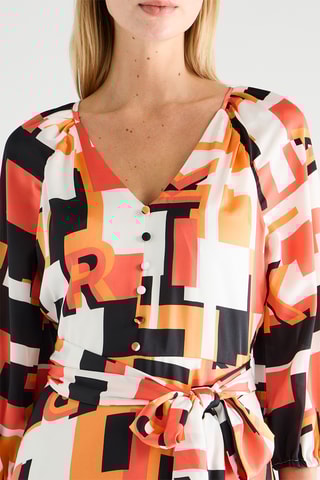 Robe midi - Orange et noir