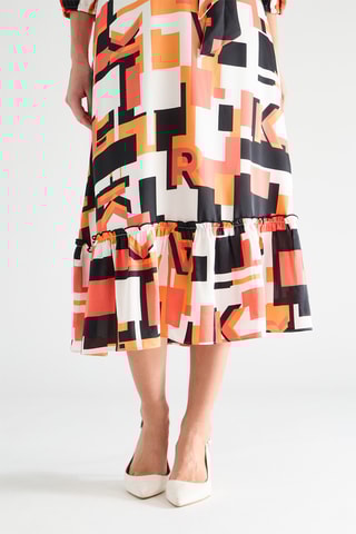 Robe midi - Orange et noir
