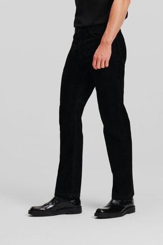 Pantalon straight en velours - Noir