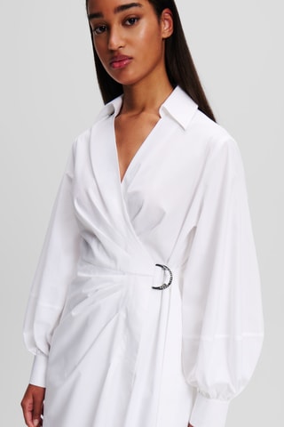 Robe portefeuille en coton biologique - Blanc