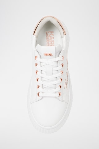 Baskets plateformes en cuir - Doré rose et blanc