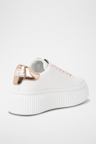 Baskets plateformes en cuir - Doré rose et blanc