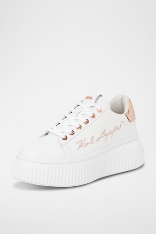 Baskets plateformes en cuir - Doré rose et blanc