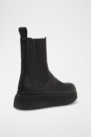 Boots Chelsea en cuir - Noir et gris clair