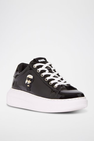 Baskets plateformes en cuir verni - Noir