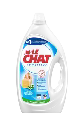 2 x Lessive Sensitive Savon de Marseille et Aloe Vera Le Chat - 63 lavages - 2,835 l