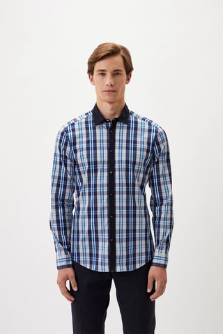 Camisa - Blanco, negro y azul