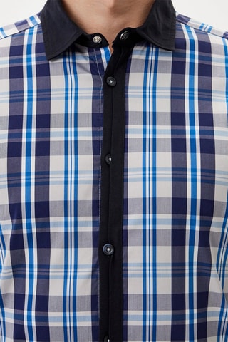Camisa - Blanco, negro y azul