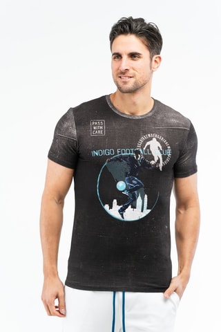 Camiseta - Blanco, azul y gris