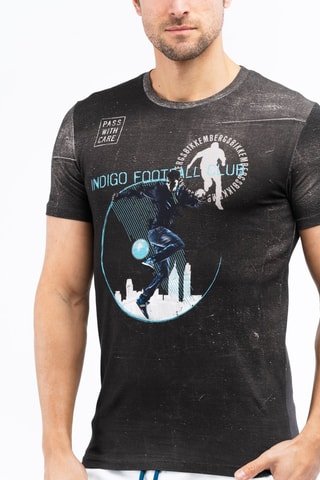 Camiseta - Blanco, azul y gris