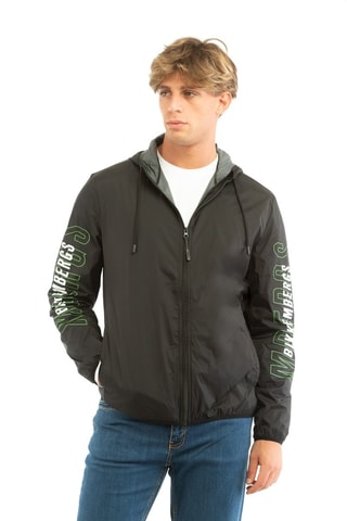 Chaqueta con capucha - Blanco, negro y verde