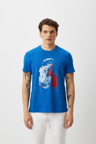 Camiseta slim fit - Blanco, rojo y azul