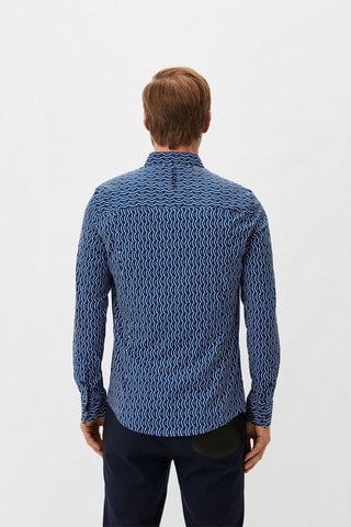 Camisa slim fit - Blanco y azul