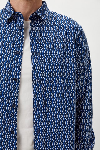 Camisa slim fit - Blanco y azul