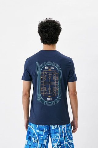 Camiseta slim fit - Blanco, azul y marrón